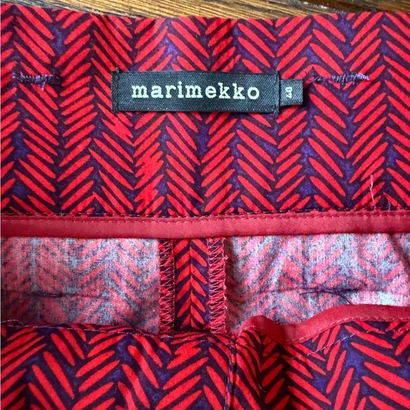 RARE red Marimekko herringbone trousers with tie belt, size 40 (US 8/10) - Picture 4 of 7